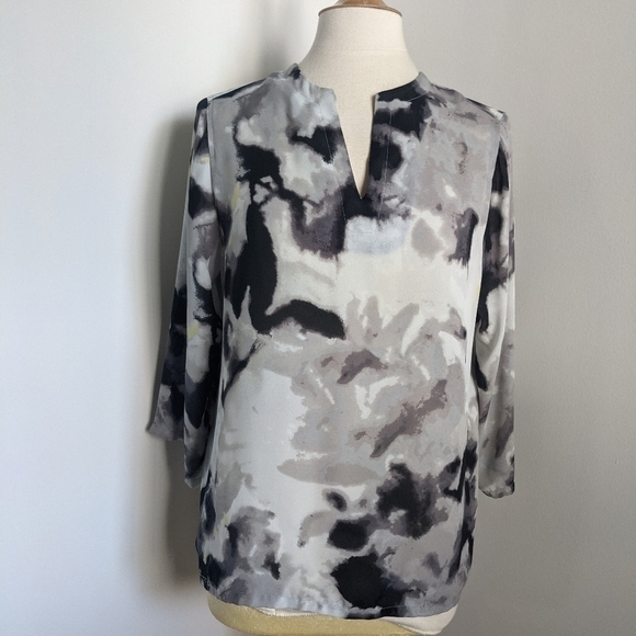 VIOLET + Claire Tunic Blouse Abstract Inkblot Tie dye pattern L - Picture 5 of 12